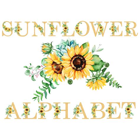 Sunflower Alphabet Clipart Scrapbooking Digital Set Printable Etsy