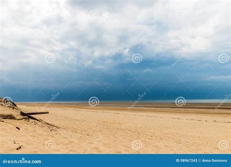 Sandy Formby Beach Near Liverpool On A Cloudy Day Stock Image Image