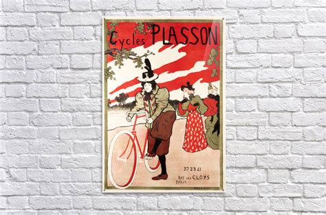 Cycles Plasson Old French Bicycle Advertisement Poster Vintage Poster