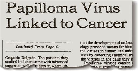 First Mention Human Papillomavirus 1985 The New York Times