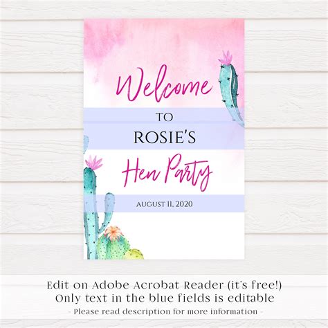 editable hen party welcome sign printable hen party decor ohhappyprintables