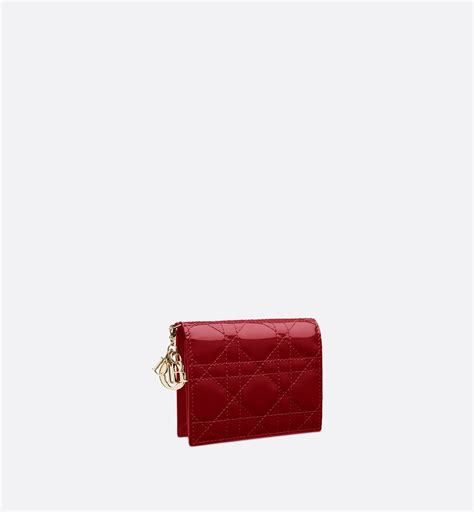 Mini Lady Dior Wallet Cherry Red Patent Cannage Calfskin Dior