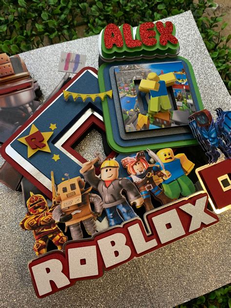 Personalized Roblox Cake Topper With Led Lights Etsy