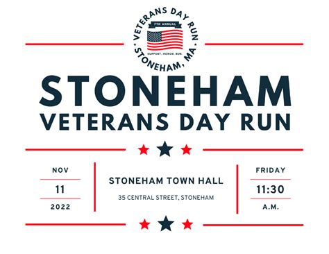 7th Annual Stoneham Veterans Day 5k Run Friday Nov 11th Stoneham Ma