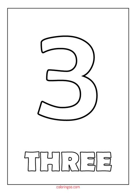 Here is a free coloring page of number. Printable Number 3 (Three) Coloring Page (PDF) for Kids in ...
