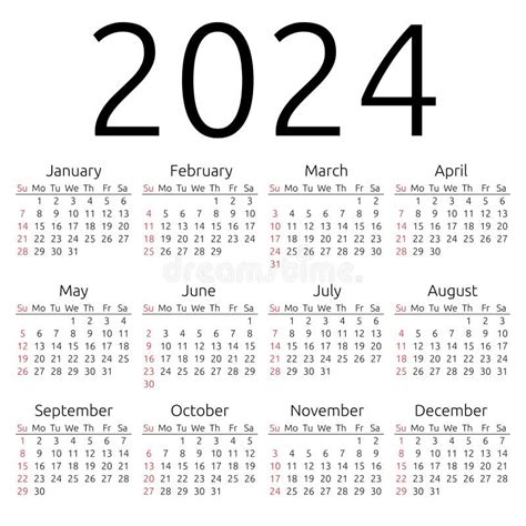 2024 Calendar Sunday Start