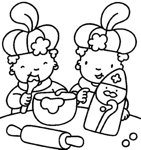 Knutselen voor kinderen Kookpieten.(Dikke lijnen)