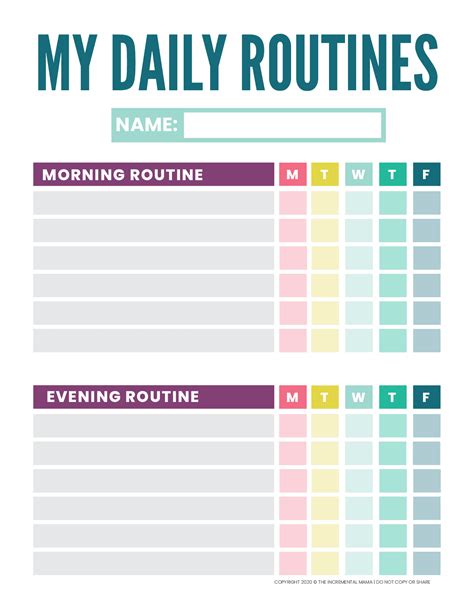 Free Printable Daily Routine Chart