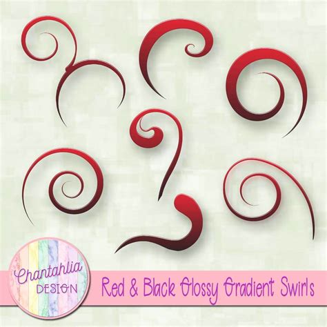 Free Red And Black Glossy Gradient Swirl Elements For Digital Scrapbooking