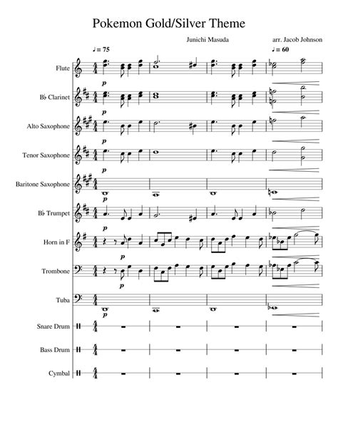 Pokemon Goldsilver Theme Sheet Music For Flute Clarinet Alto