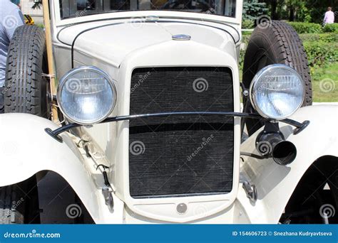 Retro Car. Headlight Night Vision Antique Style Stock Image - Image of