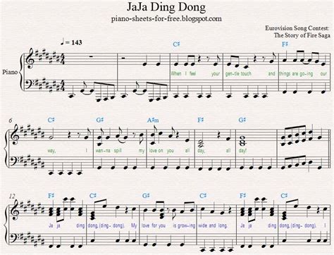 Play 'jaja ding dong'! freyr knew exactly what they were talking about. Eurovision — Jaja Ding Dong Piano Sheet Music PDF in 2020 ...