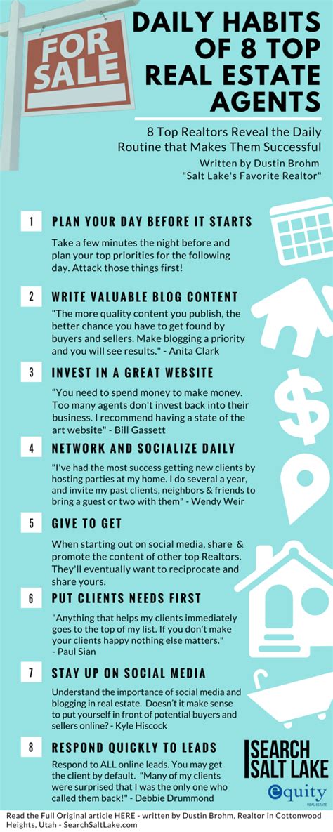 Daily Habits of 8 Top Real Estate Agents | Real estate infographic, Top ...