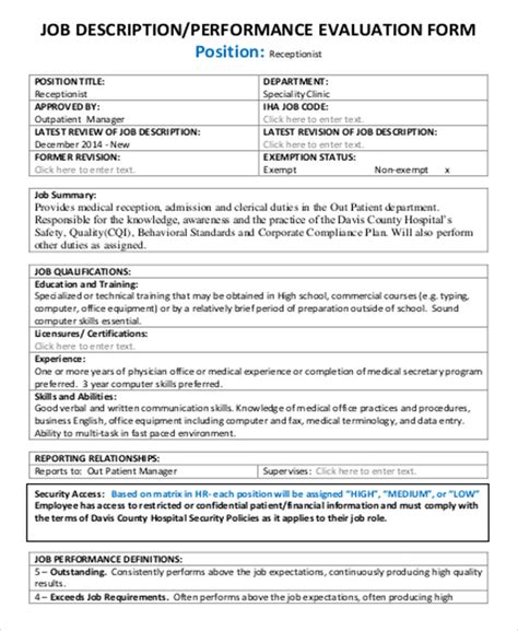Evaluation questions stuffspec.com/publicfiles/receptionist_self_evaluation_answers.html receptionist self evaluation answers. FREE 10+ Sample Job Evaluation Forms in MS Word | PDF