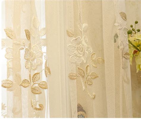 Luxury Embroidery Floral Lace Tulle Curtains For Living Room Bedroom