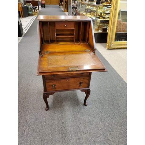 antique traditional walnut drop front secretary desk chairish