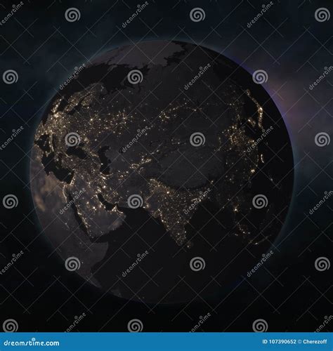 Night Globe With City Lights Stock Photo Image Of Black Network