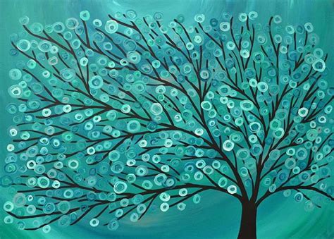 Teal And Turquoise Tree By Louise Mead From Whimsical