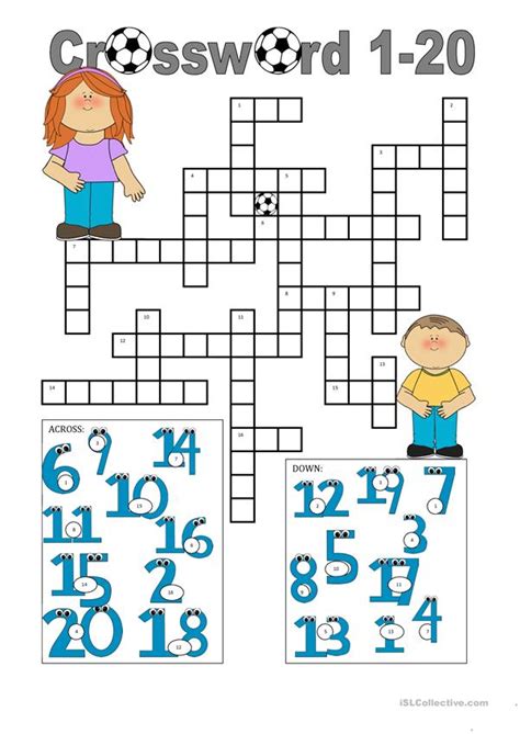 Numbers Esl Printable Crossword Puzzle Worksheet For Kids Artofit