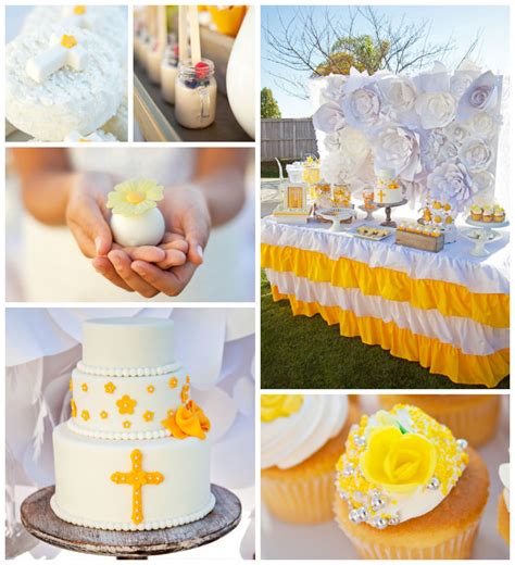 Karas Party Ideas Yellow And White First Communion Party Planning