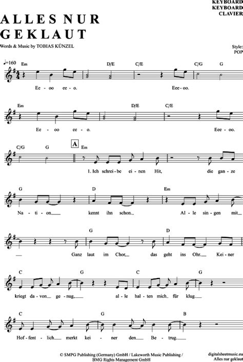 Maybe you would like to learn more about one of these? Alles nur geklaut (Keyboard) Die Prinzen [PDF Noten ...