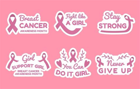 Cute Breast Cancer Sticker Collection 3323646 Vector Art At Vecteezy