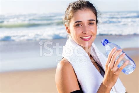 Healthy Woman Drinking Water After Exercise Stock Photo Royalty Free