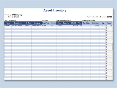 Excel Of Simple Asset Tracking Form Xlsx Wps Free Templates Free