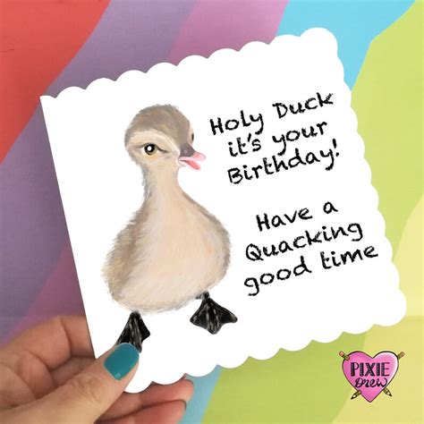 Holy Duck Birthday Card Duck Birthday Card Pun Birthday Etsy