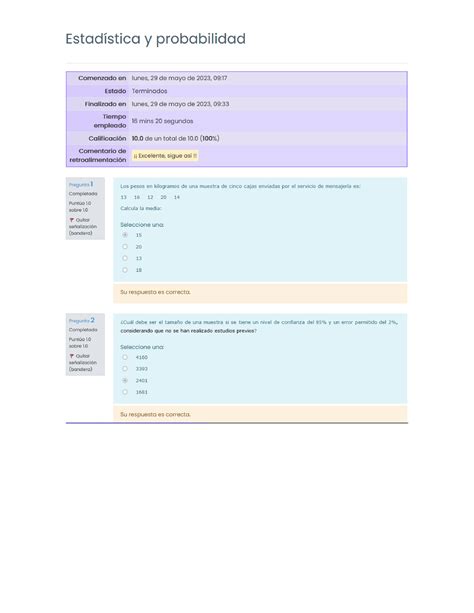 Estadistica Y Probabilidad Modalidad De Examenes Semana 5