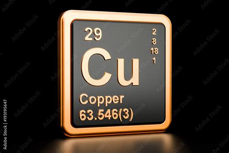 Copper Cu Chemical Element 3d Rendering Stock Illustration Adobe Stock