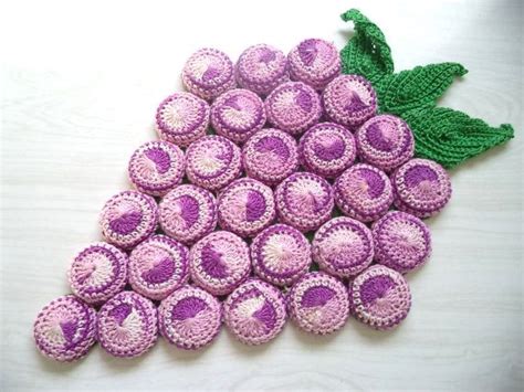 Vintage Grapes Bottle Cap Trivet Handmade Crocheted Purple Pot Hot Pad