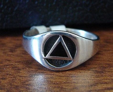 Sterling Silver Alcoholics Anonymous 5 16 Black Enamel Aa Symbol Ring Recovery Ebay Jewelry