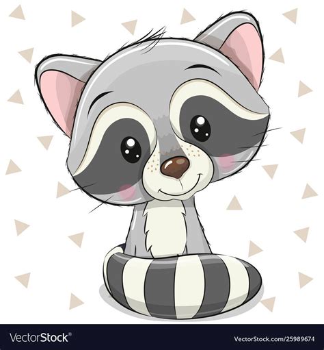 Cartoon Raccoon On A White Background Royalty Free Vector Cute Animal