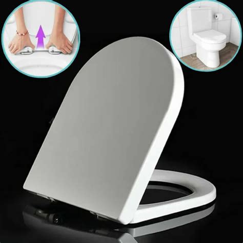 Luxury White Heavy Duty D Shape Soft Close Toilet Seat With Top Fixing