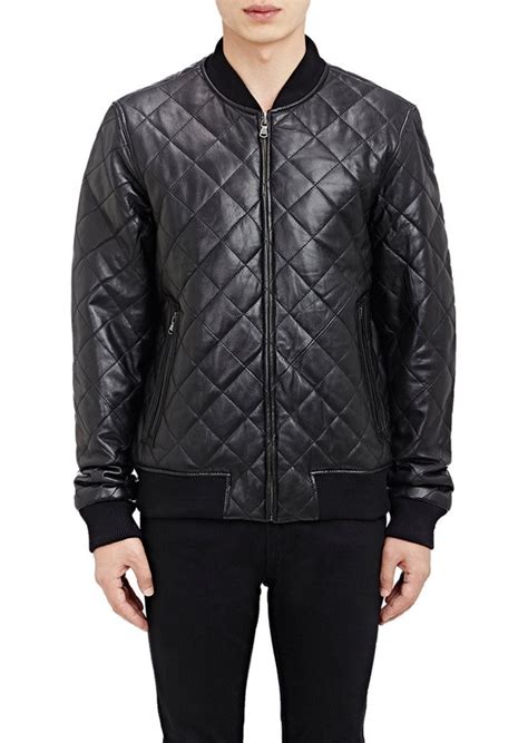 Barneys New York Barneys New York Quilted Leather Bomber Jacket Outerwear