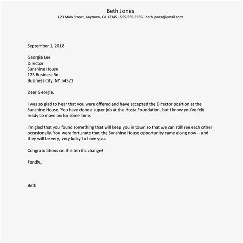 Moving On Congratulations Letter Examples
