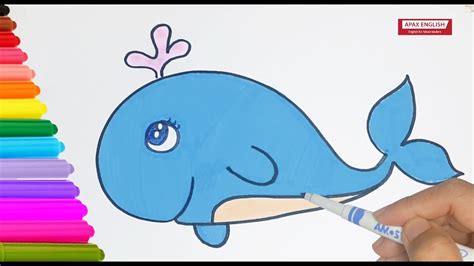 How To Draw Cute Blue Whale Coloring And Drawing For Kids Draw And