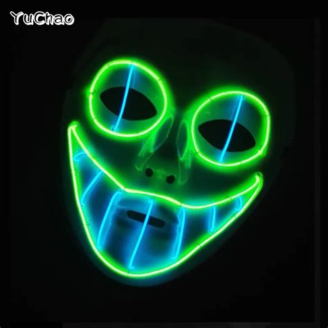 New Arrival El Wire Horror Smile Masks Halloween Mask Glowing El Wire