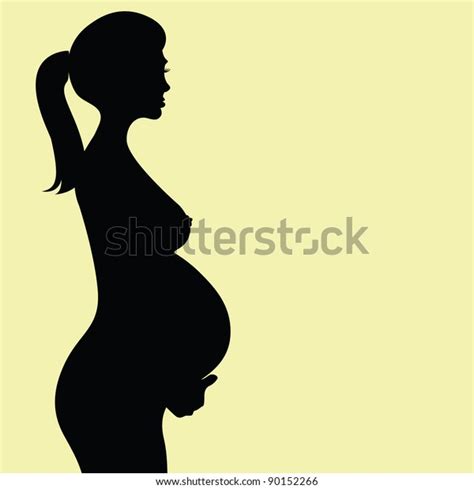 vector de stock libre de regalías sobre pregnant naked woman silhouette illustration90152266