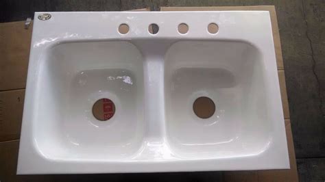 Kitchen sink and tap packs. Vintage 4 Hole Eljer Double Bowl Porcelain Cast Iron ...