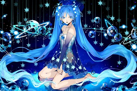 Home Decoration Girl Space Stars Planet Anime Art Vocaloid Hatsune Miku