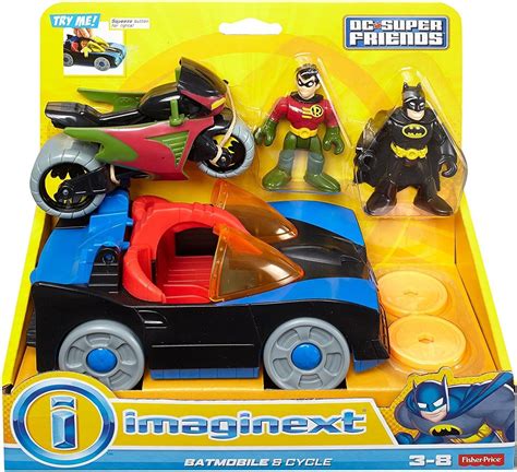 Fisher Price Cgl38 Batman Imaginext Dc Super Friends Batmobile And Cycle