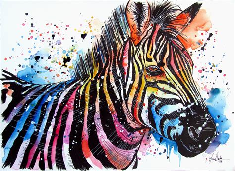 Sprightly Zebra Colorful Animal Paintings Zebra Art Zebra Painting
