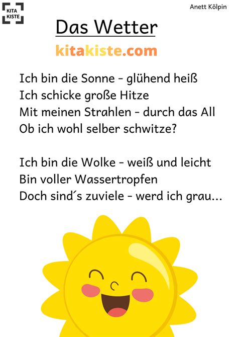 Wie der spiegel berichtet, hat der. "Das Wetter" GEDICHT in 2020 | Wetter kindergarten ...