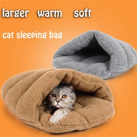 Warm Winter Pet Cat Sleeping Bag Soft Fleece Cat Dog Slipper Cave Bed