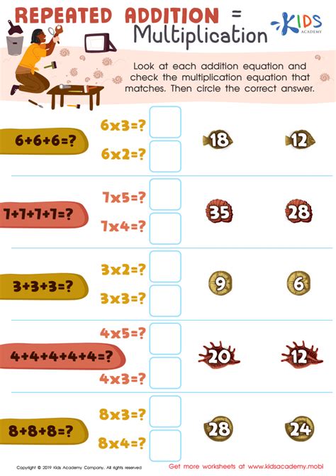 Multiplication As Repeated Addition 2nd Grade 3rd Grade Math Worksheet