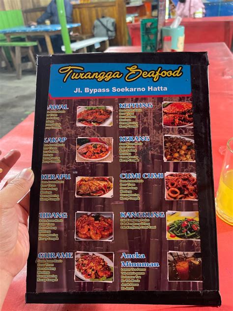 Menu at Turangga seafood restaurant, Bandung