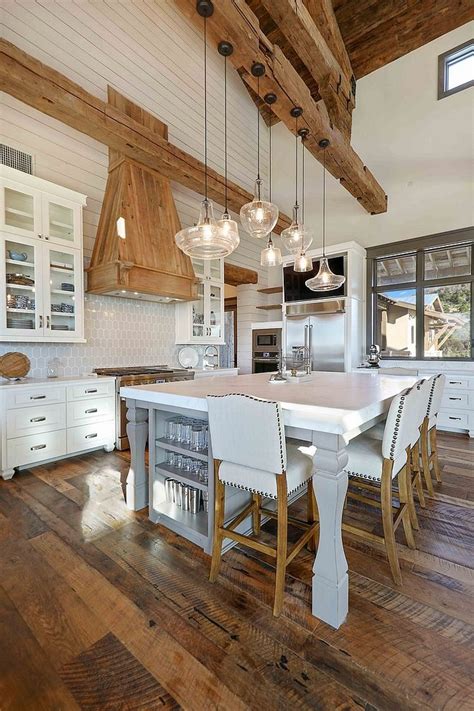 Grey Walker Zanger backsplash tile is blended with reclaimed materials i… | Rustic farmhouse ...