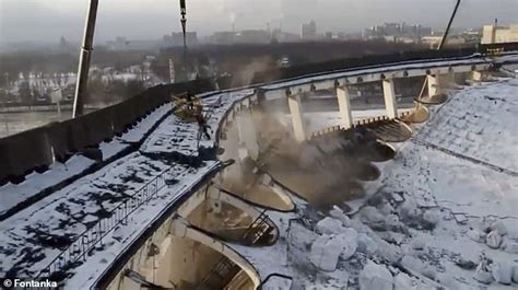 Russian Demolition Worker Dies When Stadium Collapses Beneath Him Daily Mail Online